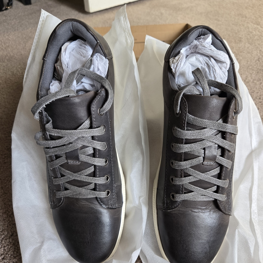 New In Box-Jousens Men's GREY Leather Sneakers, SIZE 10 - Picture 12 of 13